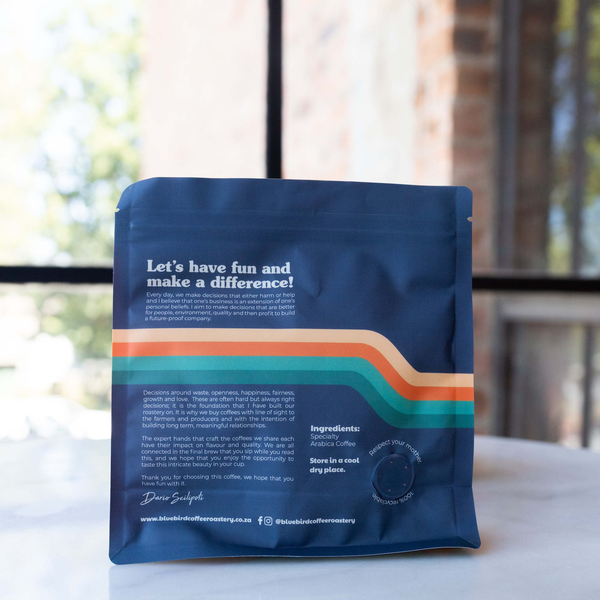 Bluebird x Killat beans2 A bag of Bluebird Roastery x Killat coffee beans back