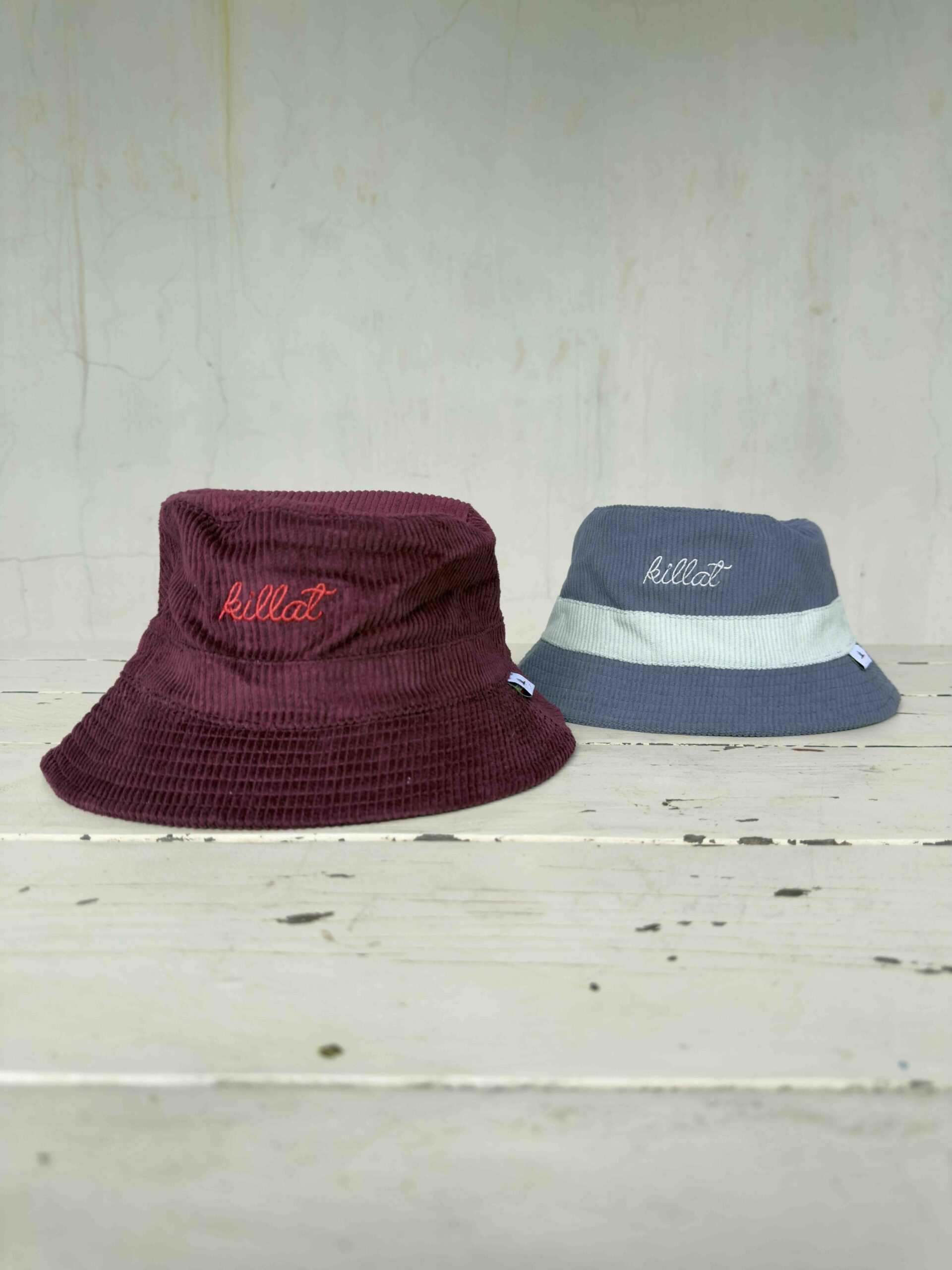 Bucket hats burgundy blue Killat bucket hat burgundy and blue on a white background